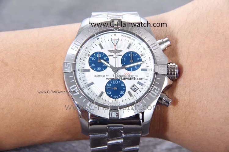 Clone Breitling herenhorloge COLT Silver Steel Watch White Dial